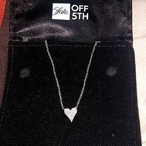 14kt white gold diamond heart pendant necklace